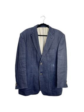 Orvieto 100% linen blue single breasted jacket sport coat summer blazer 42